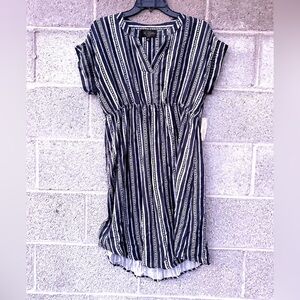 NWT Sweet Wanderer Maternity Dress Women's Size Large Boho Tunic Navy Blue Rayon